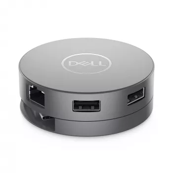 DELL Pro 7-in-1 USB-C Travel Hub - DA310, przewodowy, USB 3.2 Gen 2 (3.1 Gen 2) Type-C, 10,100,1000 Mbit/s, srebrny, 3840 x 2160 pikseli, 1920 x 1080 pikseli