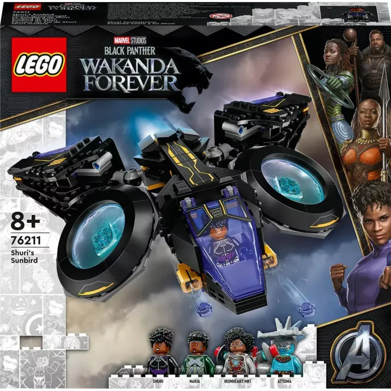 Zestaw LEGO Marvel 76211 Statek Shuri — budowlany zestaw zabawkowy z minifigurkami