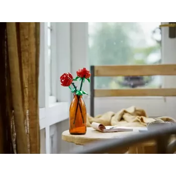 Klocki konstrukcyjne LEGO 40460 Iconic Roses, zestaw do budowy róż, model dekoracyjny, 120 elementów, wysokość 260 mm
