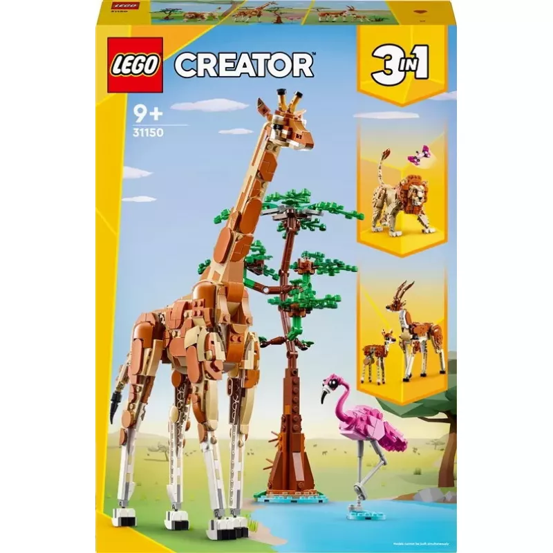 LEGO Creator 3-w-1 zestaw do zbudowania dzikich zwierząt safari 31150 — 780 elementów, wysokość 300 mm, wiek 9+