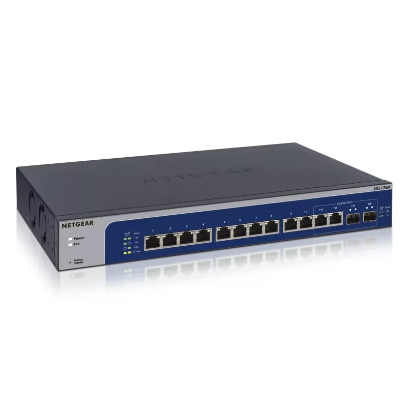 NETGEAR XS512EM Managed L2 10G Ethernet (100/1000/10000) 1U Niebieski, Szary