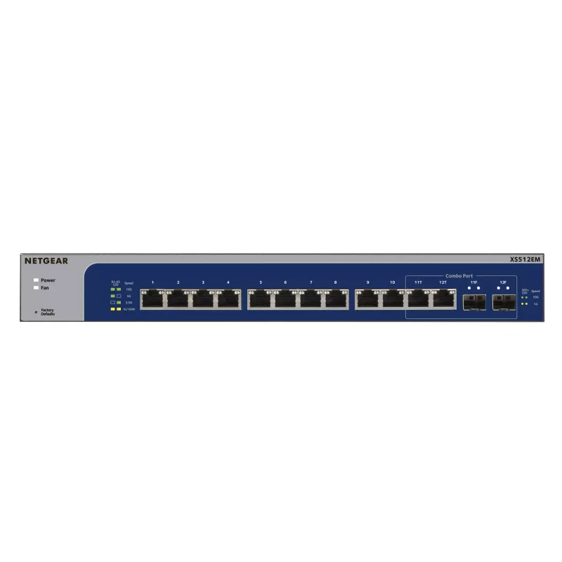 NETGEAR XS512EM Managed L2 10G Ethernet (100/1000/10000) 1U Niebieski, Szary
