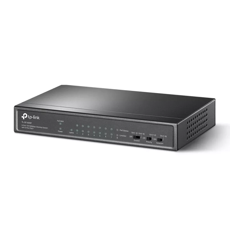 Przełącznik TP-Link 9-portowy 10/100Mbps z 8 portami PoE+