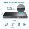 Przełącznik rackowy TP-Link 18-portowy Gigabit z 16 PoE+, niezarządzalny, Gigabit Ethernet (10/100/1000), Full duplex, Power over Ethernet (PoE), montaż w szafie, 1U