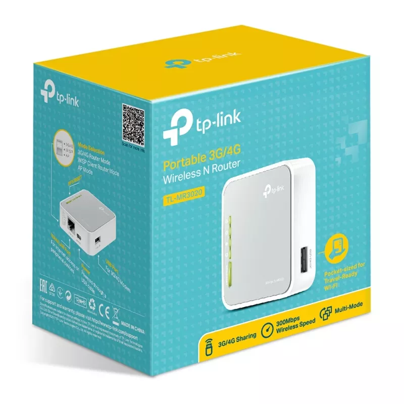 Router bezprzewodowy TP-Link TL-MR3020 Fast Ethernet Single-band (2,4 GHz) 4G Srebrny, Biały