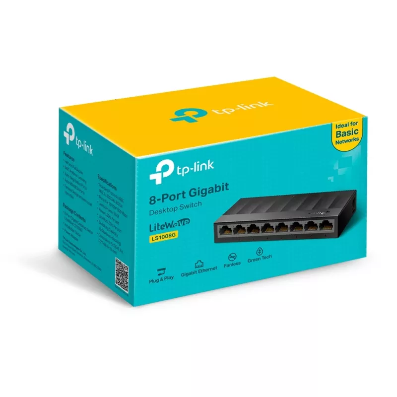Przełącznik sieciowy TP-Link 8-portowy 10/100/1000Mbps, niezarządzalny, Gigabit Ethernet (10/100/1000), do montażu na ścianie