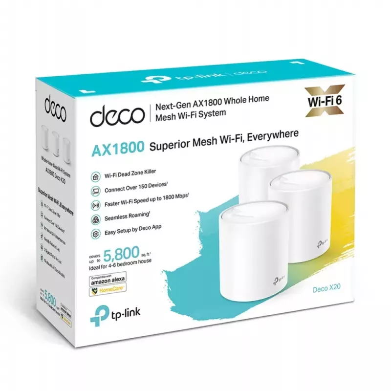 System Mesh Wi-Fi 6 TP-Link AX1800 do całego domu, zestaw 3 sztuk