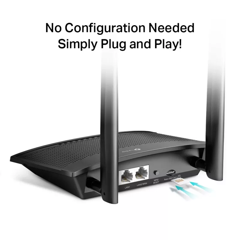 Router bezprzewodowy TP-Link TL-MR100 Fast Ethernet Jednopasmowy (2,4 GHz) 4G Czarny