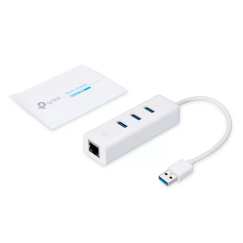Stacja dokująca/replikator portów TP-Link UE330 do laptopa, przewodowy USB 3.2 Gen 1 (3.1 Gen 1) Type-A, biały