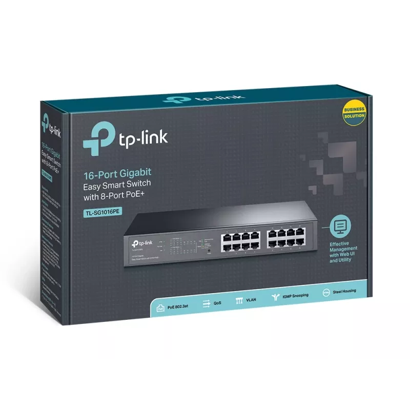 Przełącznik zarządzany TP-Link TL-SG1016PE 16 portów Gigabit z 8 portami PoE+