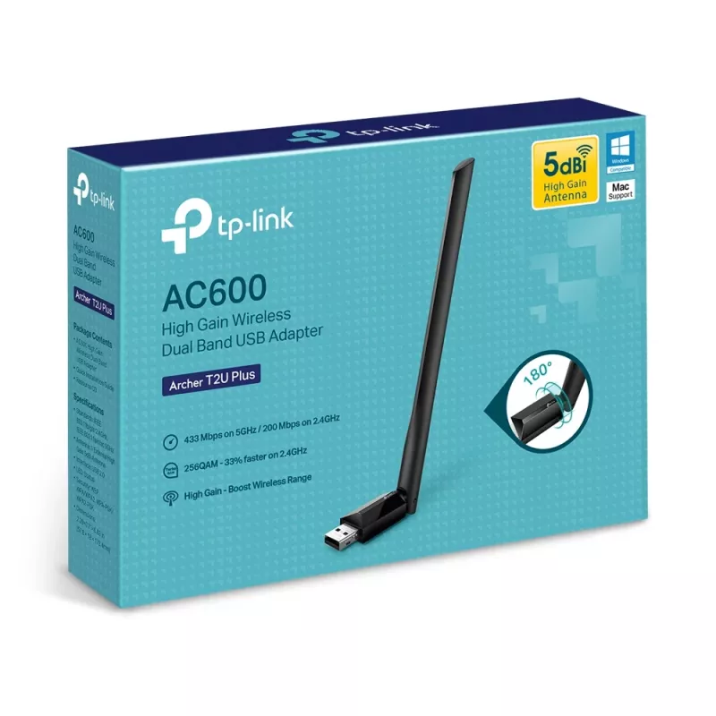 Bezprzewodowy adapter USB WiFi TP-Link AC600 High Gain ARCHER T2U PLUS