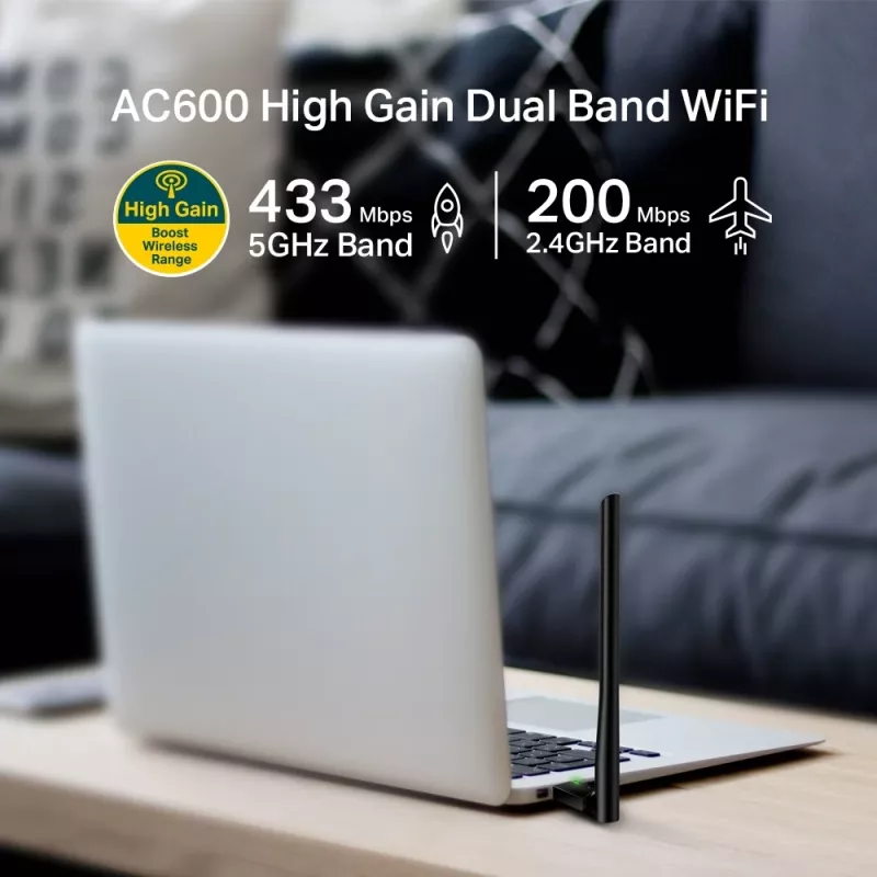 Bezprzewodowy adapter USB WiFi TP-Link AC600 High Gain ARCHER T2U PLUS
