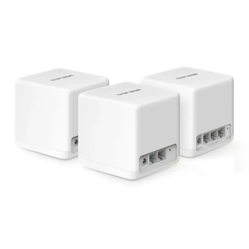 System Mesh MERCUSYS Halo H60X (3 szt.) — Dwuzakresowe Wi‑Fi 6, do 1500 Mb/s, zasięg 550 m², 2× porty LAN