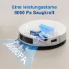 Robot vacuum cleaner Ecovacs DEEBOT N20 — LDS navigation, 8000 Pa, 5200 mAh, 300 min runtime, OZMO mopping, 0.4 L dustbin, biały