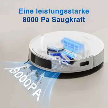 Robot vacuum cleaner Ecovacs DEEBOT N20 — LDS navigation, 8000 Pa, 5200 mAh, 300 min runtime, OZMO mopping, 0.4 L dustbin, biały