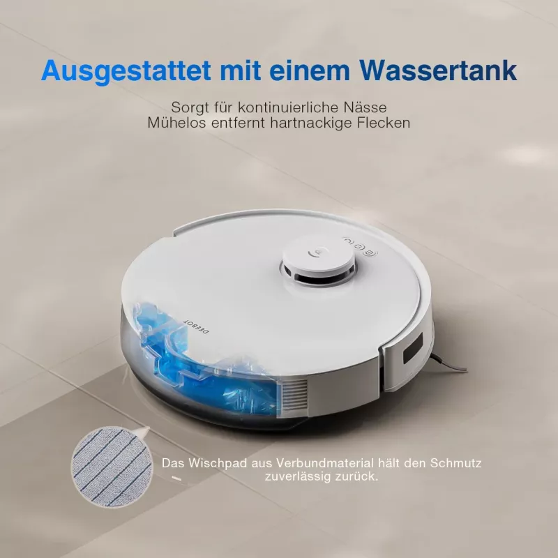 Robot vacuum cleaner Ecovacs DEEBOT N20 — LDS navigation, 8000 Pa, 5200 mAh, 300 min runtime, OZMO mopping, 0.4 L dustbin, biały