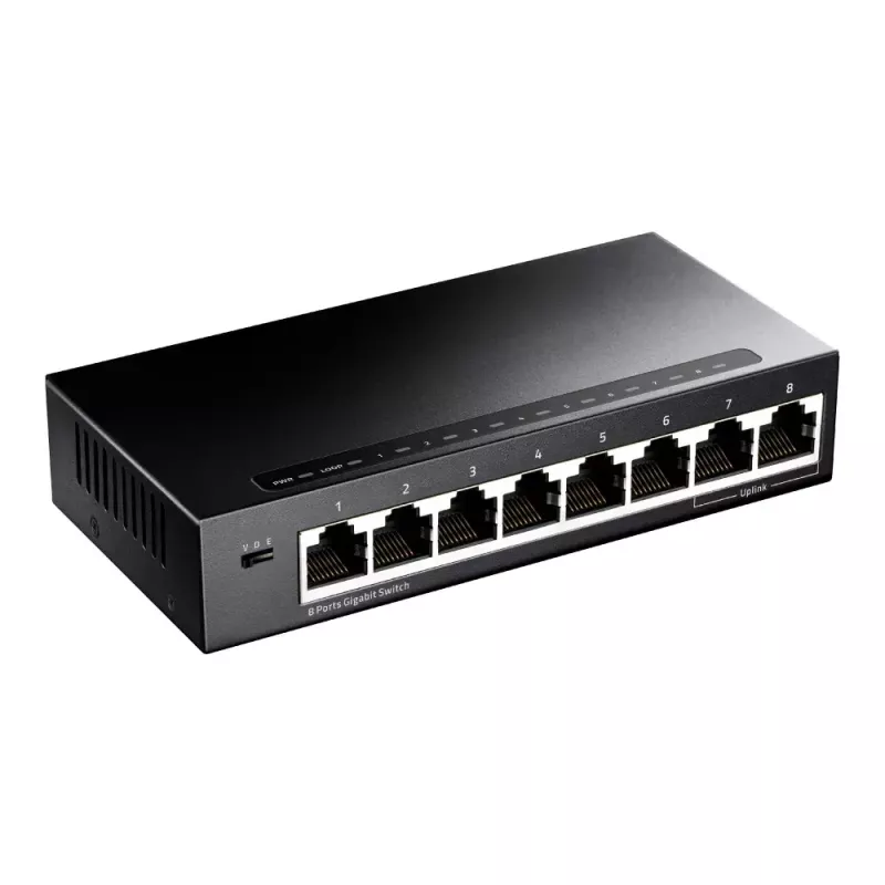 Przełącznik sieciowy Cudy GS108 — 8-portowy Gigabit Ethernet (10/100/1000), czarny, przepustowość 16 Gbit/s