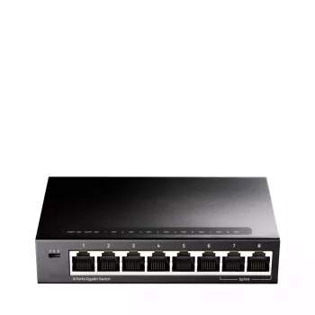 Przełącznik sieciowy Cudy GS108 — 8-portowy Gigabit Ethernet (10/100/1000), czarny, przepustowość 16 Gbit/s