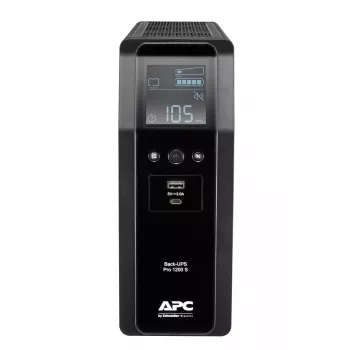 APC Back-UPS Pro, 1200VA/720W, Tower, 230V, 8 gniazd IEC C13, Sinusoida, AVR, porty USB Type A + C, LCD, Bateria wymieniana przez użytkownika