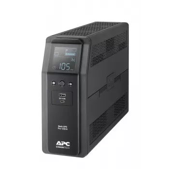 APC Back-UPS Pro, 1200VA/720W, Tower, 230V, 8 gniazd IEC C13, Sinusoida, AVR, porty USB Type A + C, LCD, Bateria wymieniana przez użytkownika
