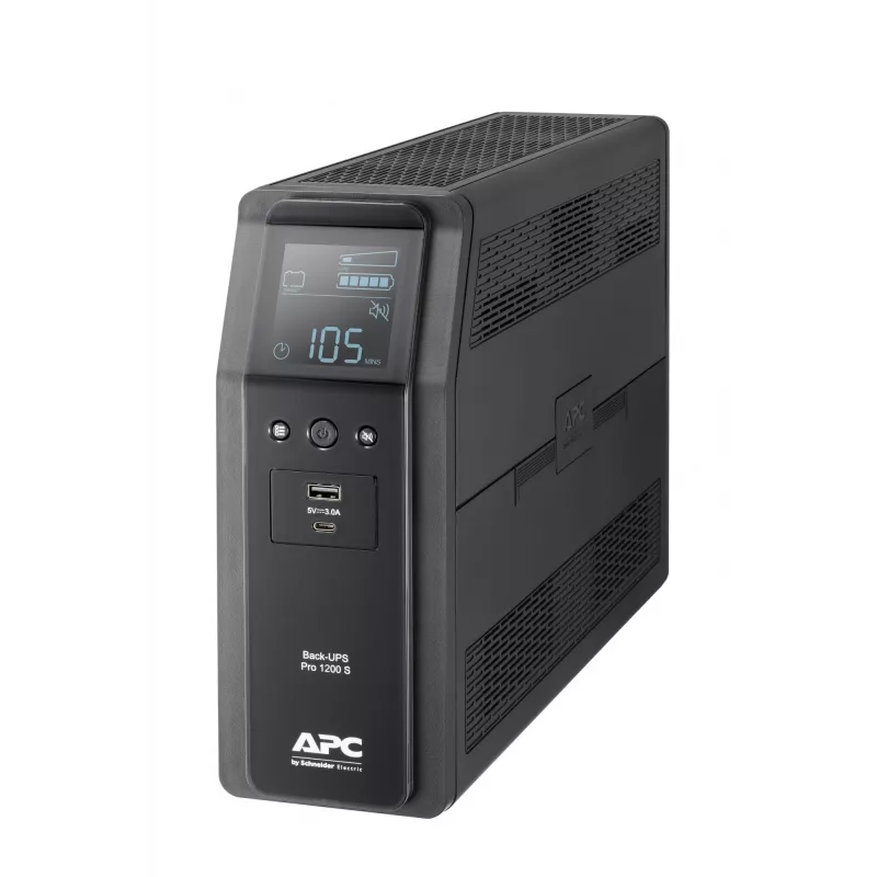 APC Back-UPS Pro, 1200VA/720W, Tower, 230V, 8 gniazd IEC C13, Sinusoida, AVR, porty USB Type A + C, LCD, Bateria wymieniana przez użytkownika