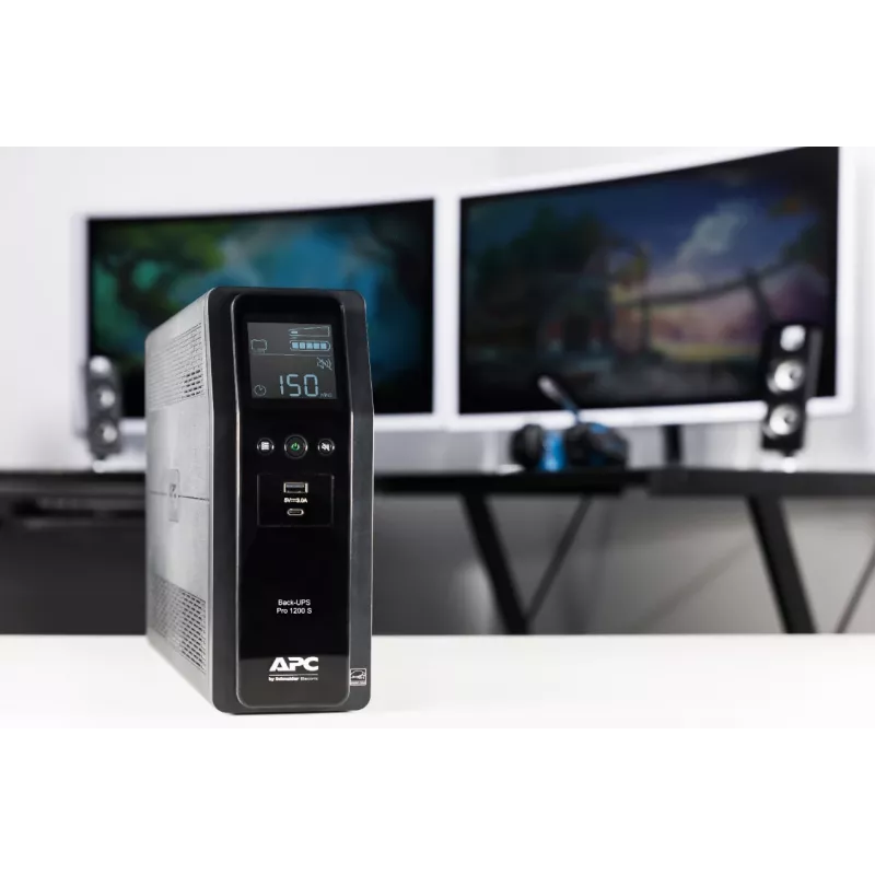 APC Back-UPS Pro, 1200VA/720W, Tower, 230V, 8 gniazd IEC C13, Sinusoida, AVR, porty USB Type A + C, LCD, Bateria wymieniana przez użytkownika