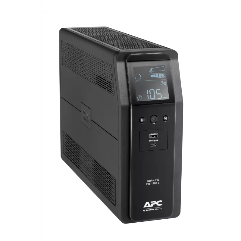 APC Back-UPS Pro, 1200VA/720W, Tower, 230V, 8 gniazd IEC C13, Sinusoida, AVR, porty USB Type A + C, LCD, Bateria wymieniana przez użytkownika