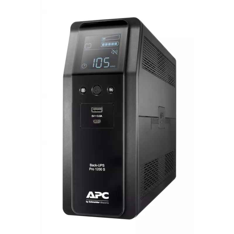 APC Back-UPS Pro, 1200VA/720W, Tower, 230V, 8 gniazd IEC C13, Sinusoida, AVR, porty USB Type A + C, LCD, Bateria wymieniana przez użytkownika