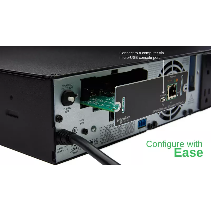APC AP9640 Karta zarządzania siecią Smart-UPS (gen3), Karta zarządzania siecią, SmartSlot, 12,1 mm, 11,4 mm, 38 mm, 80 g