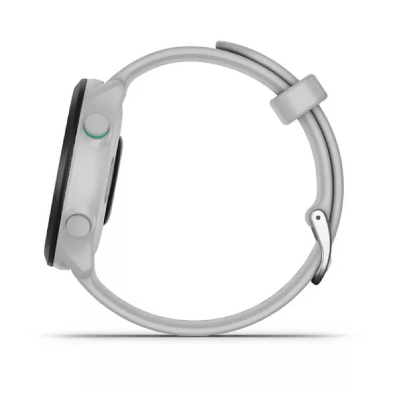 Smartwatch GARMIN Forerunner 55 — 42 mm okrągły zegarek sportowy, GPS/GLONASS/Galileo, bateria 14 dni, 5 ATM, biały silikonowy pasek