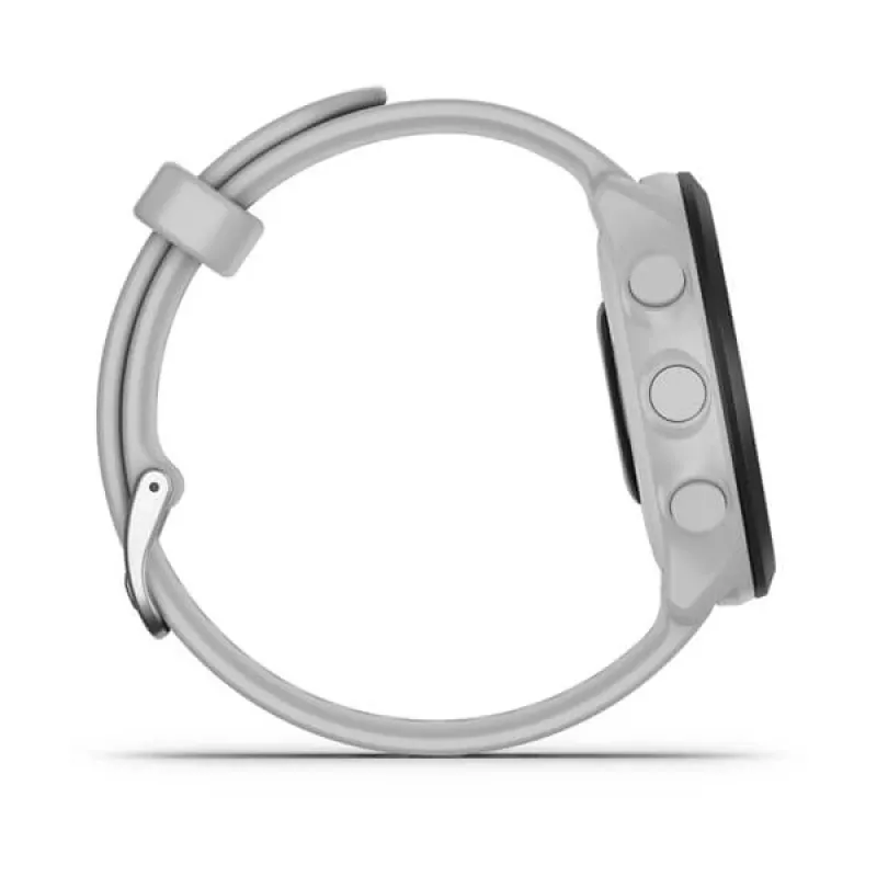 Smartwatch GARMIN Forerunner 55 — 42 mm okrągły zegarek sportowy, GPS/GLONASS/Galileo, bateria 14 dni, 5 ATM, biały silikonowy pasek