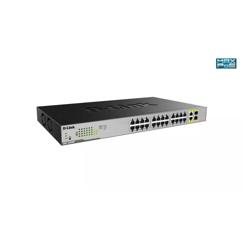 Przełącznik D-Link 24-portowy Gigabit Desktop Niezarządzany PoE z 2 portami combo 100/1000Mbps