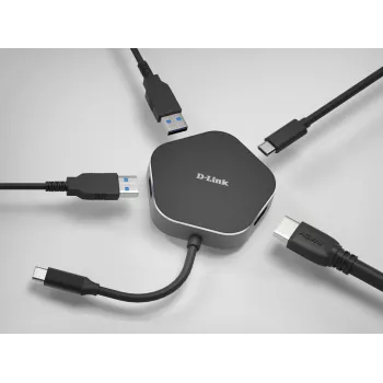 D-Link 4-w-1 Hub USB-C z HDMI i Power Delivery