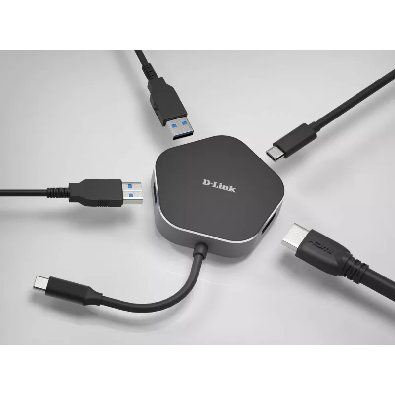 D-Link 4-w-1 Hub USB-C z HDMI i Power Delivery