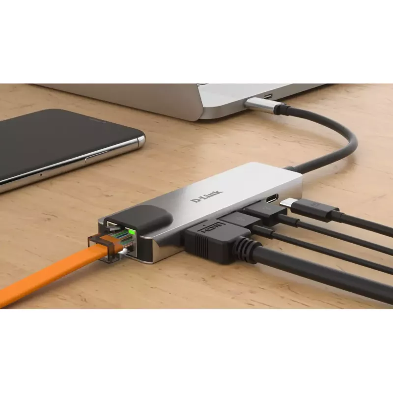 D-Link 5-w-1 Hub USB-C z HDMI/Ethernet i Power Delivery