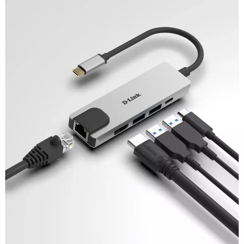 D-Link 5-w-1 Hub USB-C z HDMI/Ethernet i Power Delivery