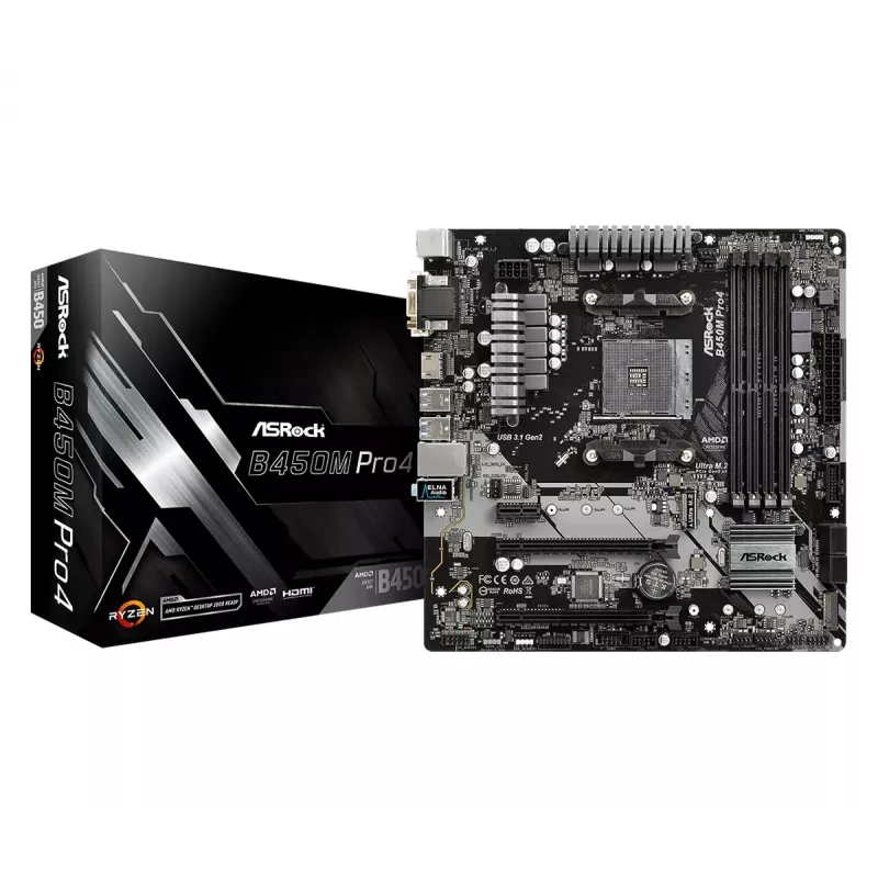 Płyta główna ASRock B450M PRO4 AMD B450 Socket AM4 micro ATX