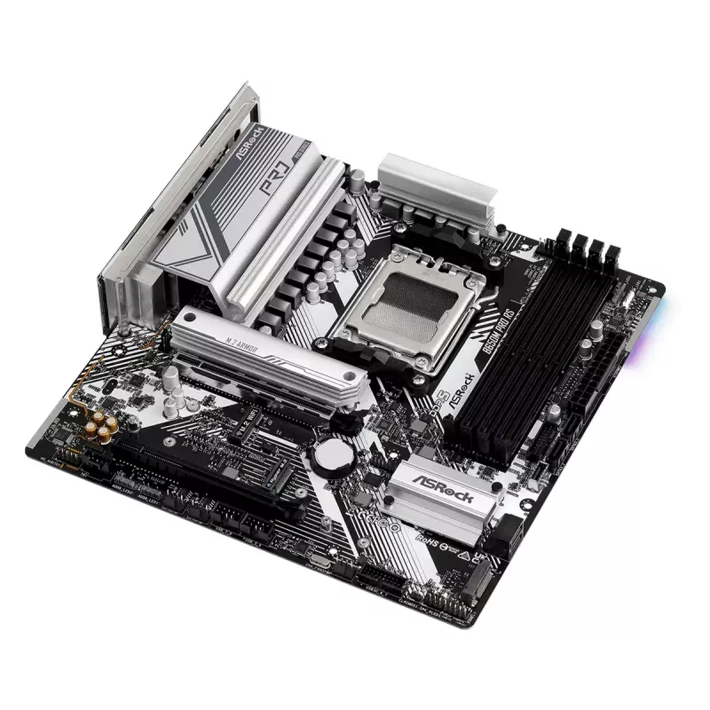 Płyta główna ASRock B650M Pro RS — AMD B650, Socket AM5, micro ATX, DDR5, 4x DIMM, 128 GB, 2.5Gb LAN, 1x M.2, HDMI, DP