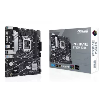 Płyta główna ASUS PRIME B760M-K D4 — Intel B760, LGA 1700, Micro ATX, 2x DDR4 DIMM, 64 GB, M.2, SATA III, 2.5Gb Ethernet