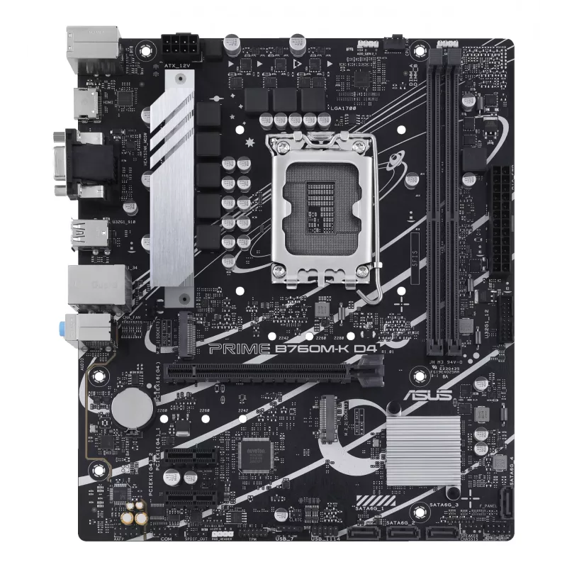 Płyta główna ASUS PRIME B760M-K D4 — Intel B760, LGA 1700, Micro ATX, 2x DDR4 DIMM, 64 GB, M.2, SATA III, 2.5Gb Ethernet