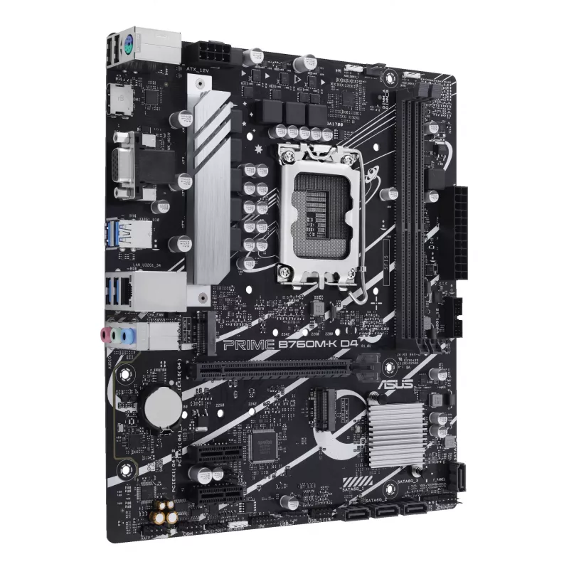 Płyta główna ASUS PRIME B760M-K D4 — Intel B760, LGA 1700, Micro ATX, 2x DDR4 DIMM, 64 GB, M.2, SATA III, 2.5Gb Ethernet
