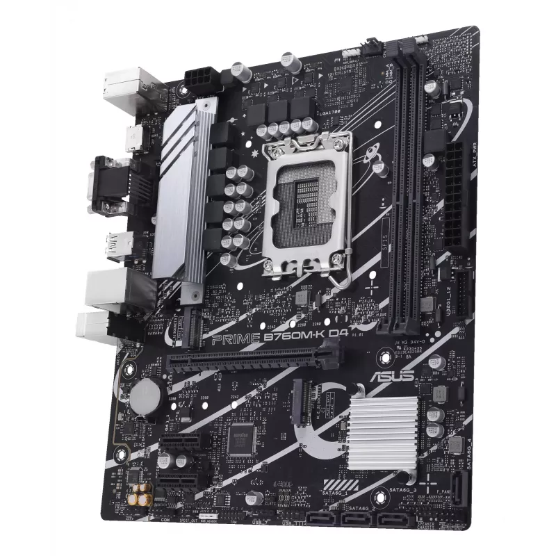 Płyta główna ASUS PRIME B760M-K D4 — Intel B760, LGA 1700, Micro ATX, 2x DDR4 DIMM, 64 GB, M.2, SATA III, 2.5Gb Ethernet