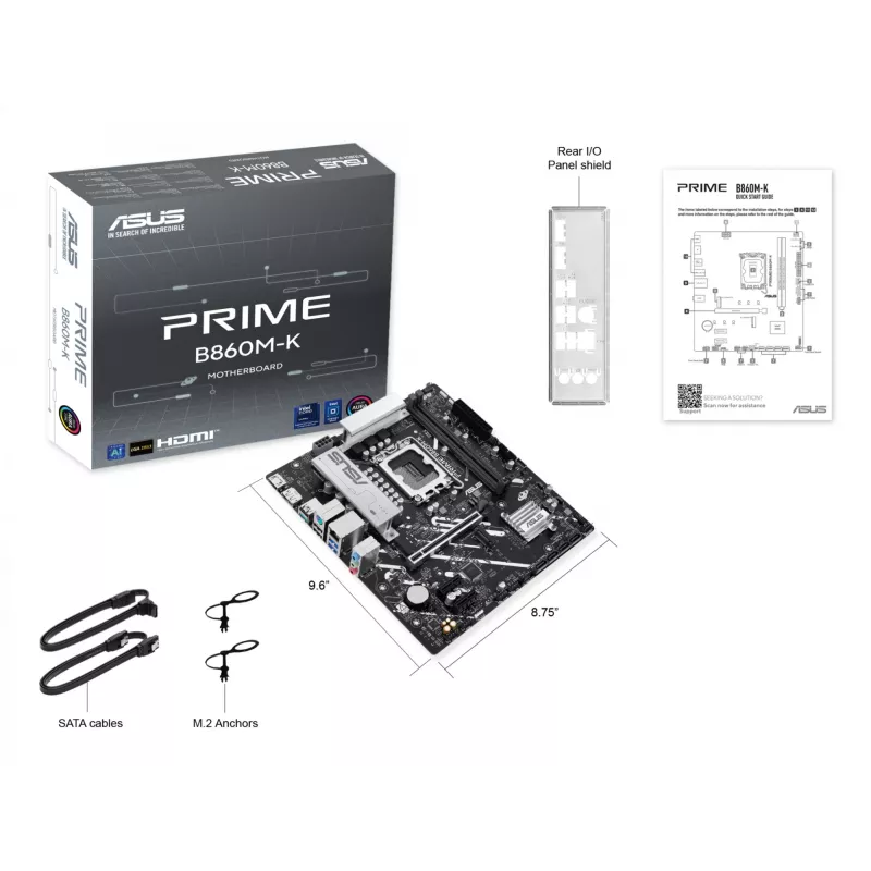 Płyta główna ASUS PRIME B860M-K — Intel B860, LGA 1851, micro ATX, DDR5, 2x M.2, 2 DIMM, 2.5Gb LAN