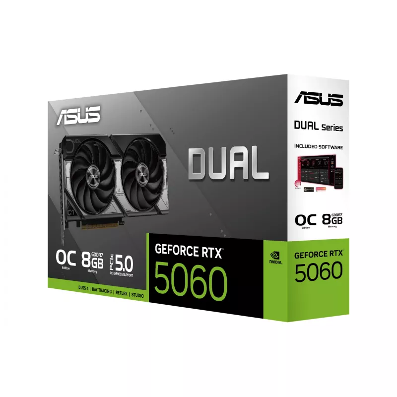 Karta graficzna ASUS GeForce RTX 5060 — 8 GB GDDR7, 128-bit, PCIe 5.0, DisplayPort 2.1b x3, HDMI 2.1b