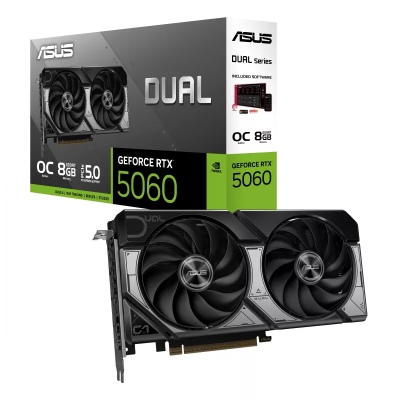 Karta graficzna ASUS GeForce RTX 5060 — 8 GB GDDR7, 128-bit, PCIe 5.0, DisplayPort 2.1b x3, HDMI 2.1b