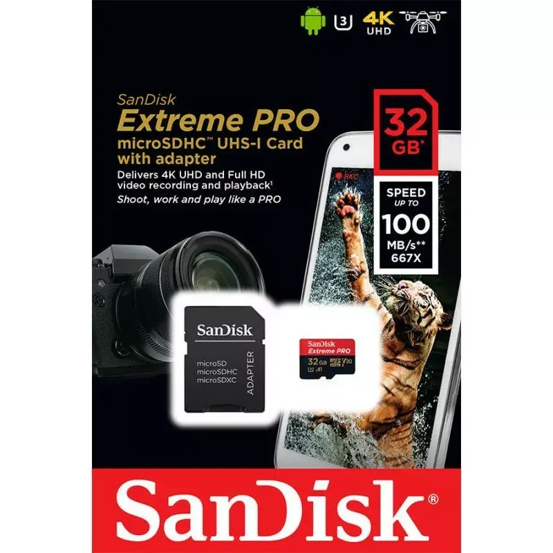 SanDisk Extreme Pro 32GB MicroSDHC UHS-I Class 10 Memory Card SDSQXCG-032G-GN6MA