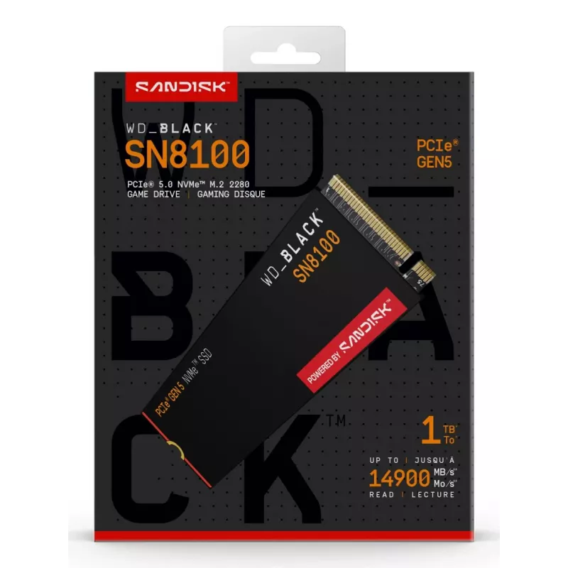 SSD disk Western Digital 1 TB M.2 PCI Express 5.0 Czarny SN8100