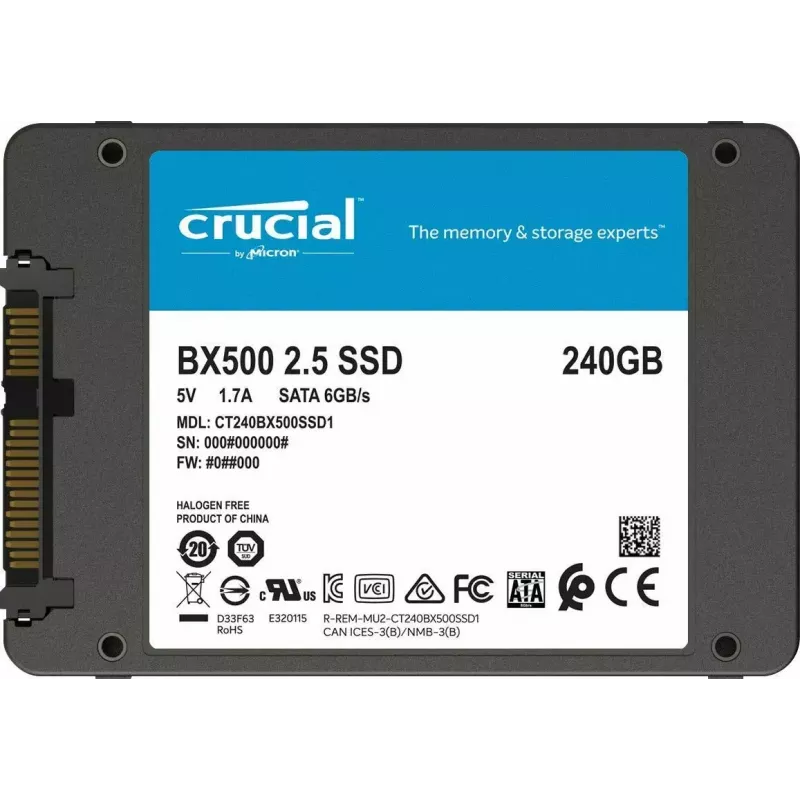 CRUCIAL BX500 240GB SSD, 2.5” 7mm, SATA 6 Gb/s, odczyt/zapis: 540 / 500 MB/s