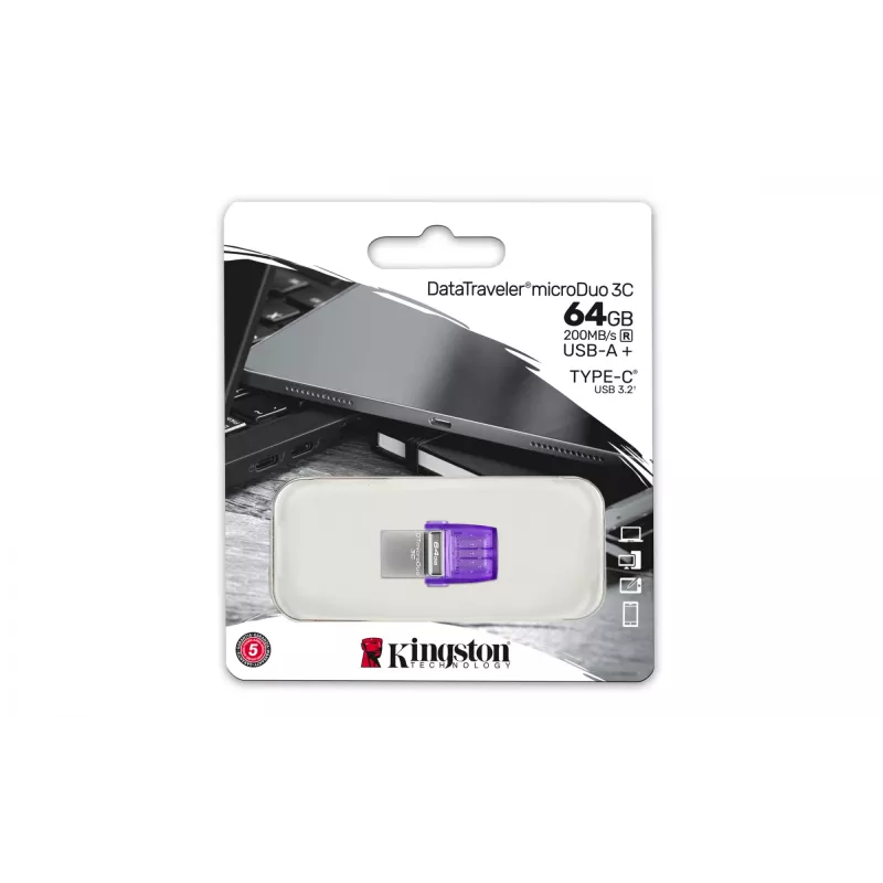 Kingston Technology DataTraveler 64GB microDuo 3C 200MB/s dual USB-A + USB-C