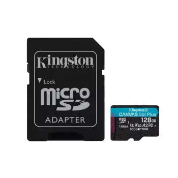 Kingston Technology 128 GB microSDXC Canvas Go Plus Gen4 200 MB/s A2 U3 V30 – karta + adapter